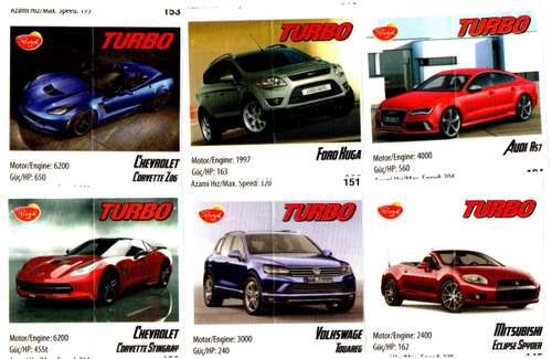 Вкладыши от жвачки Turbo 2014 Progum 6 штук без повторов