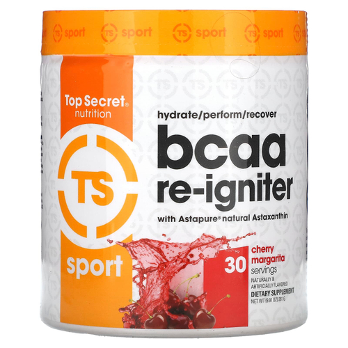 Top Secret Nutrition, Sport, BCAA Re-Igniter с астаксантином Astapure, вишня и маргарита, 281 г (9,91 унции)