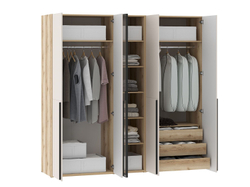 Шкафы Арден 200.04-200.02 витрина-полки-200.04-ящики Дуб Делано / Сантьяго софт