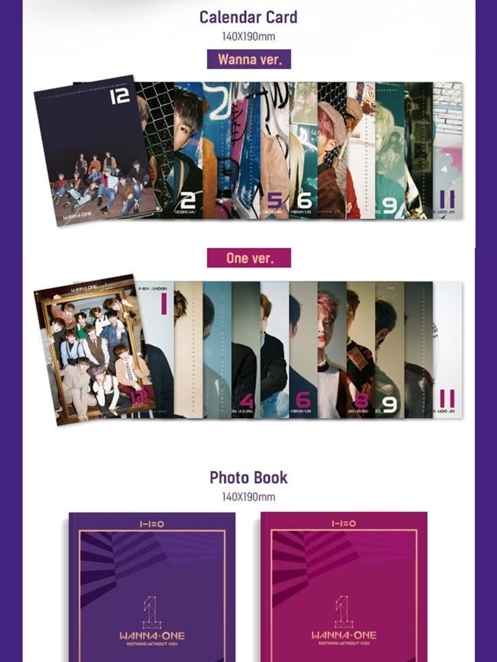 Альбом Wanna One - 1-1 0 Nothing without You 1st Album Repackage 2 Version SET