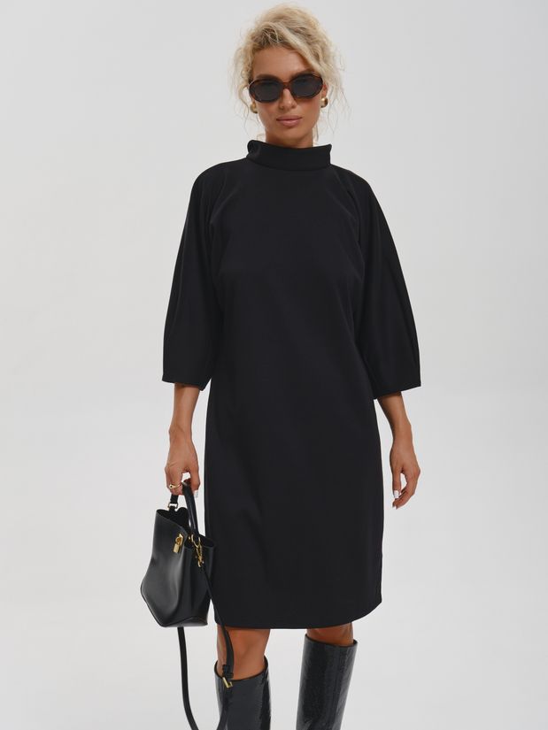 Платье МЫШЬ с воротником стойка, черный