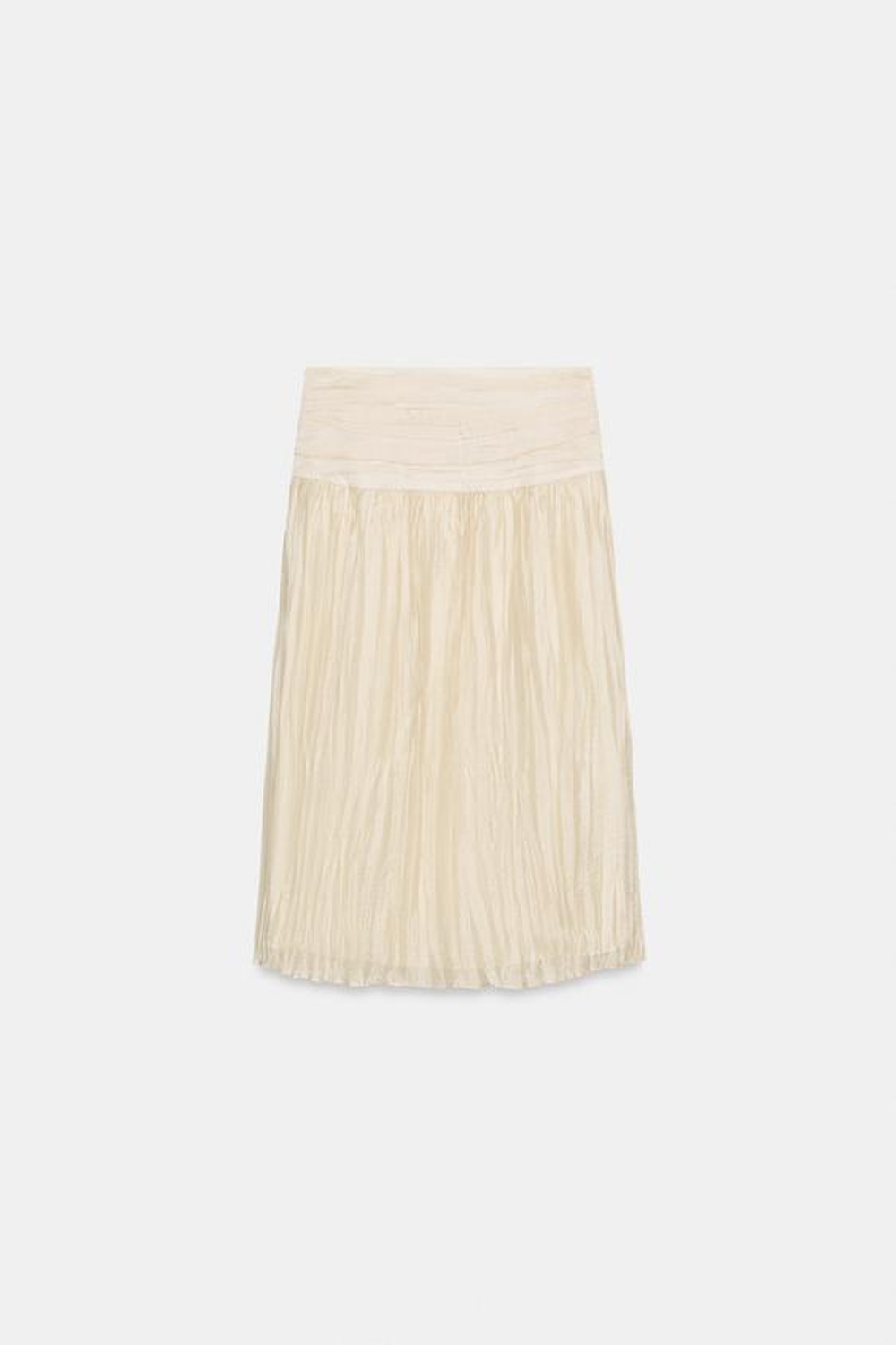 ZARA ЮБКА МИДИ С ДРАПИРОВКОЙ — ZW COLLECTION, БЕЖЕВЫЙ