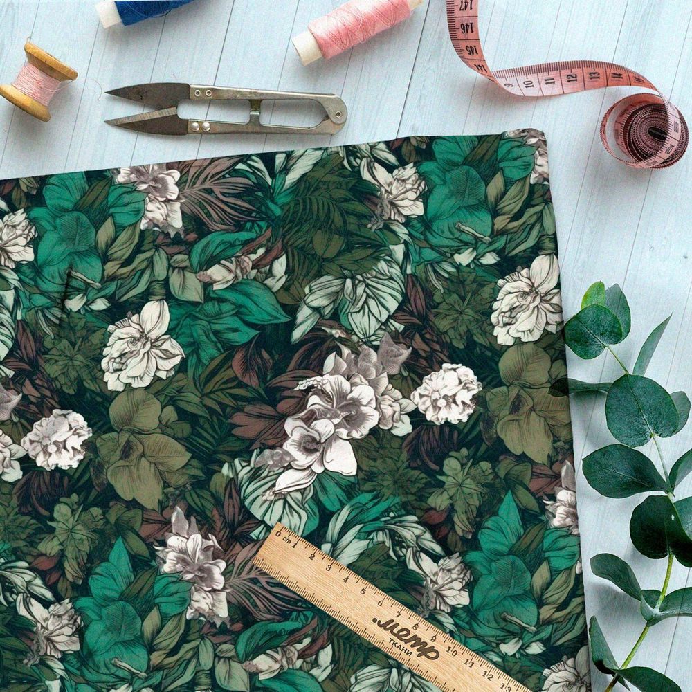 Ткань премиум шелк искусственный Армани чудесные цветы