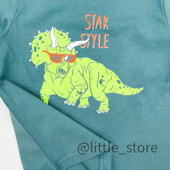 Футболка "Динозавры" хлопковая, Темный малахит