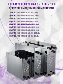 Steamtec TOLO AIO 120 - 12 кВт парогенератор для хамама и турецкой бани / Серия Premium
