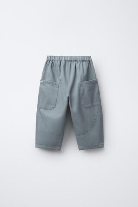 ZARA БРЮКИ BALLOON С КАРМАНАМИ, СИНИЙ