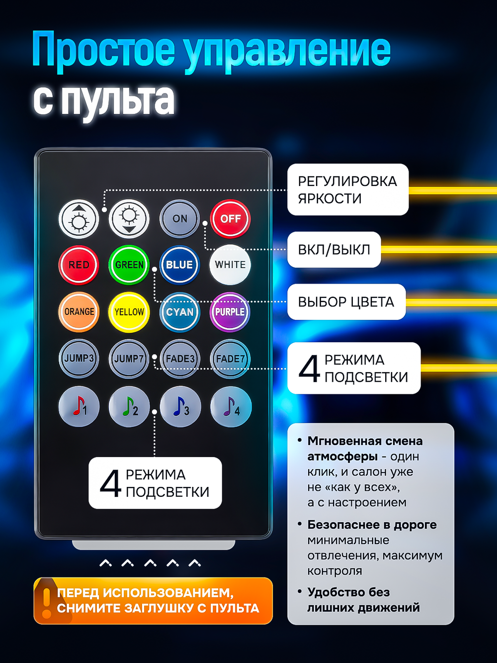 Подсветка в машину неоновая нить лента в салон