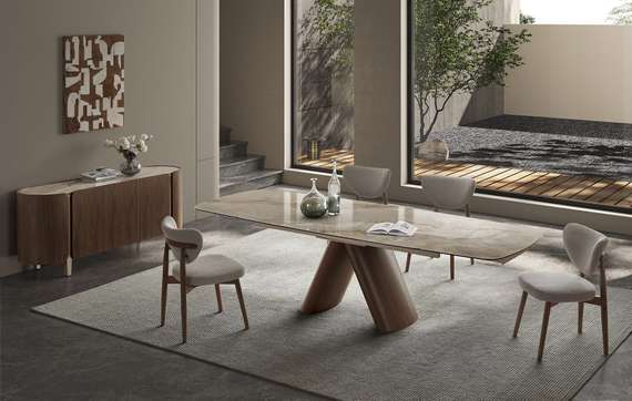 Комод Shelf 200х80 см, шпон ореха, белая керамика