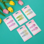 Зажимы для волос детские 2шт «Happy smile», зайка, микс 6 цветов, 5,5*1,5см