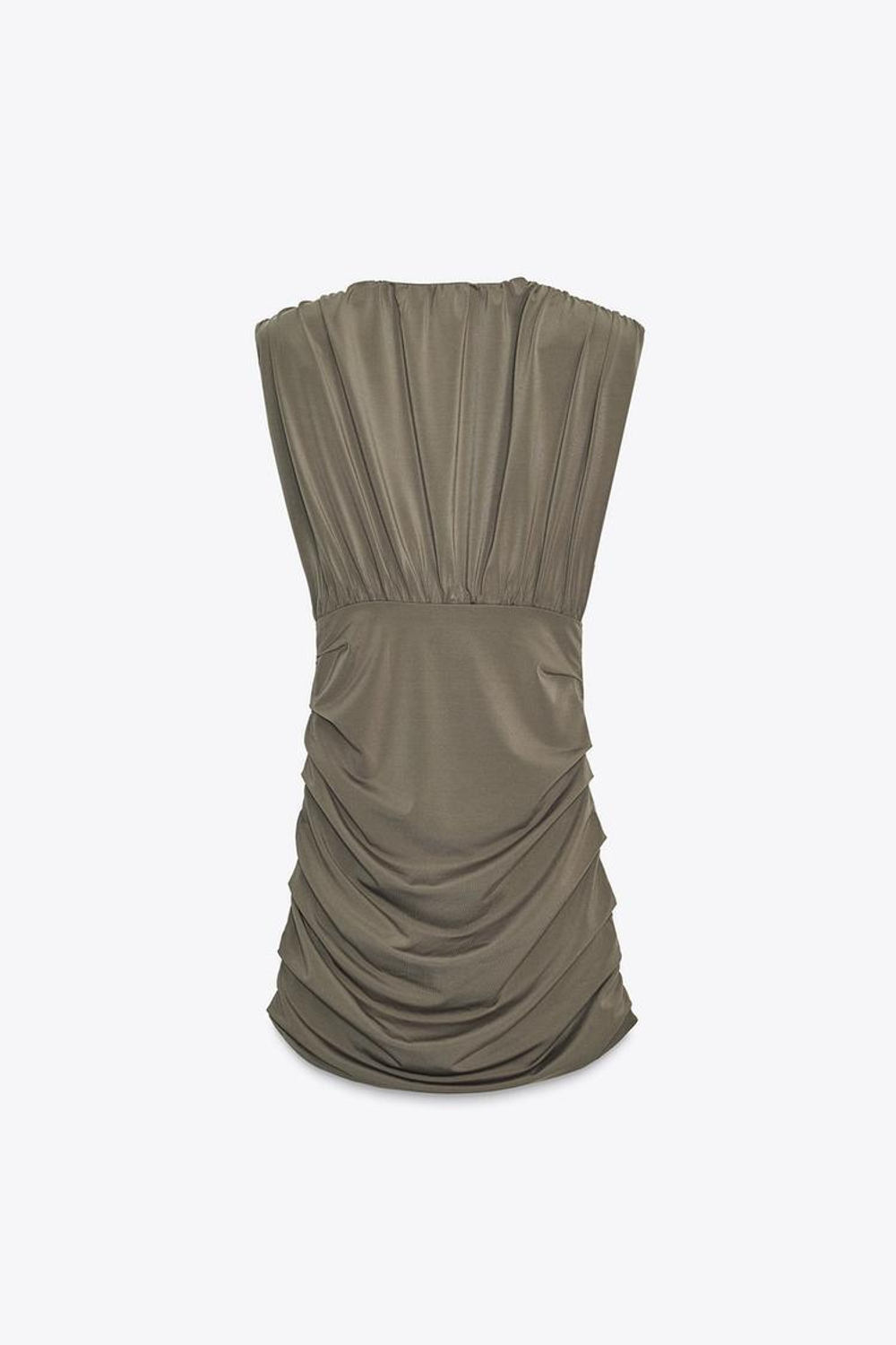 ZARA КОРОТКОЕ ПЛАТЬЕ С ПОДПЛЕЧНИКАМИ, ХАКИ