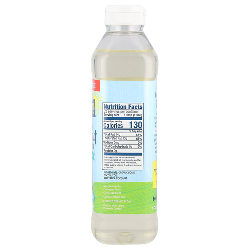 Carrington Farms, Органическое кокосовое растительное масло, без добавок, 473 мл (16 жидк. унц.)