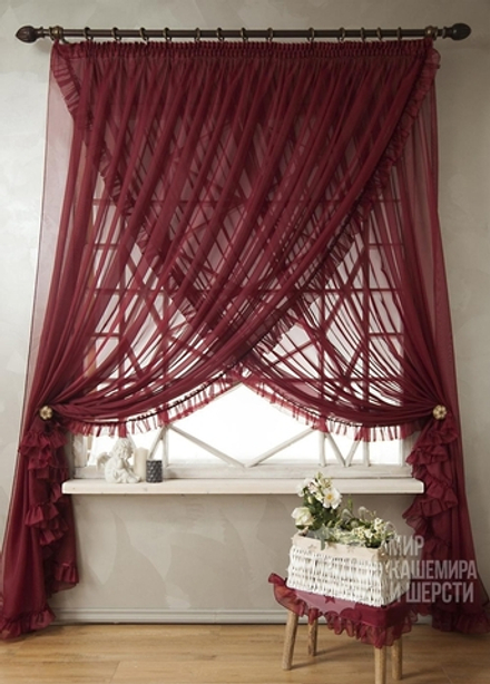 Шторы ВИНТАЖ (арт. BL01-119-03) - 400х270 см. - (Возможна высота 250 см.) - бордовые