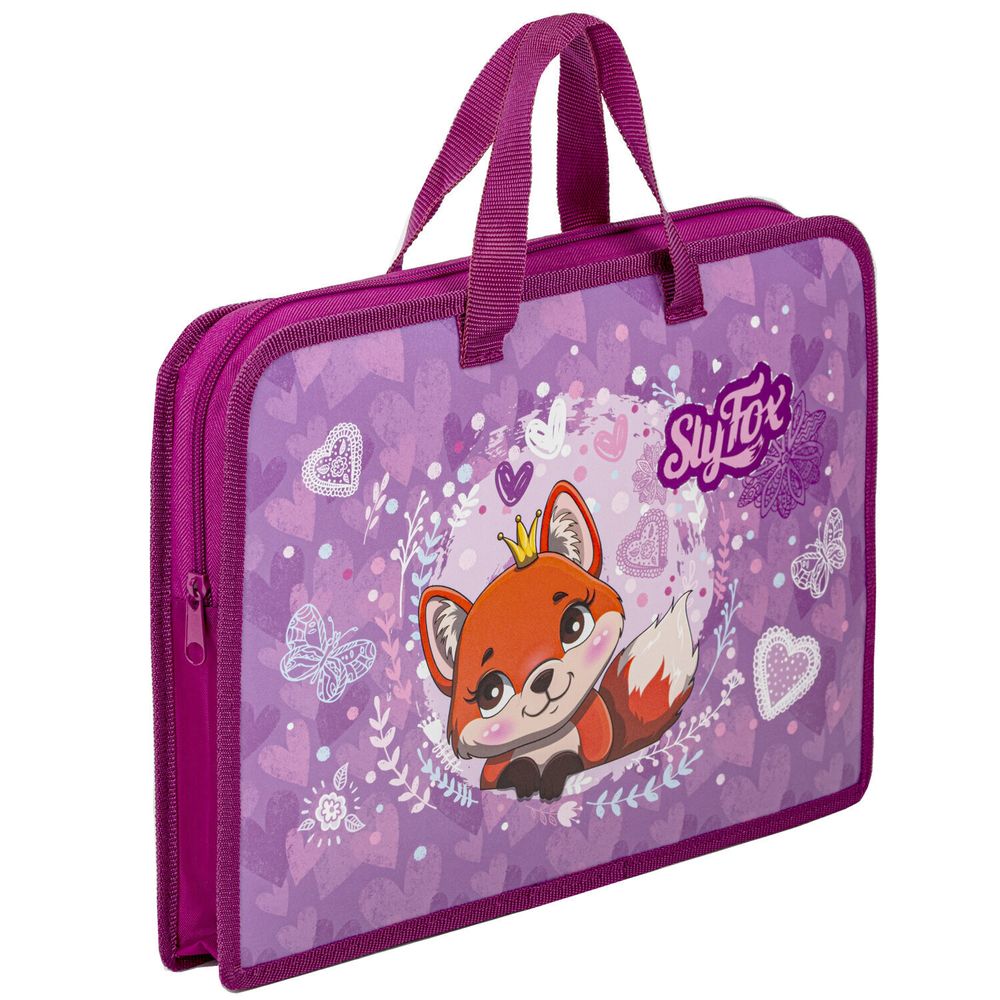 Папка на молнии с ручками ЮНЛАНДИЯ А4, 1 отделение, пластик, ширина 40 мм, "Sly fox", 270945