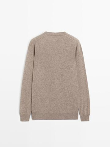 Massimo Dutti Свитер из смесовой шерсти с круглым вырезом, норка