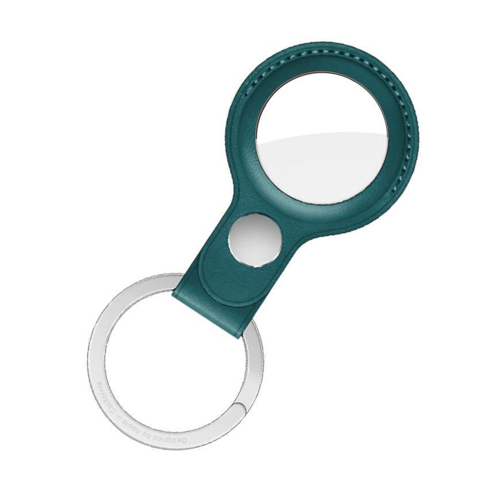 Кожаный брелок с заводным кольцом Apple Leather Key Ring для AirTag, Зелёный лес