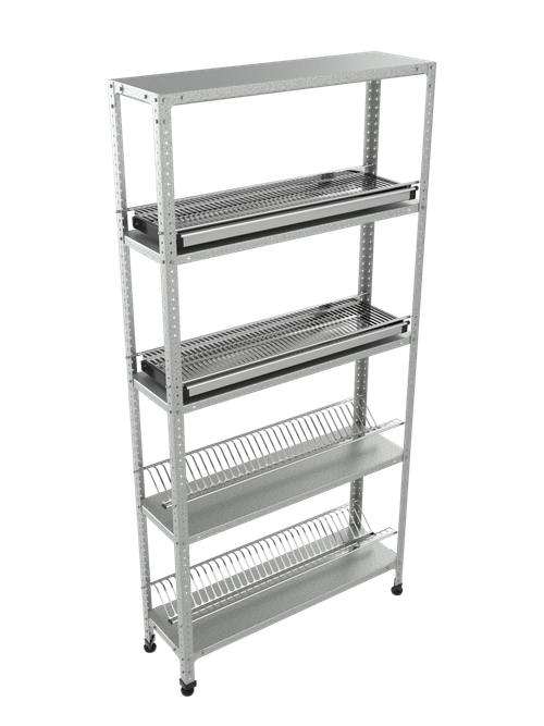 Стеллаж нержавеющий для посуды "Бизнес" СПб-33/2, 880х260х1800 мм