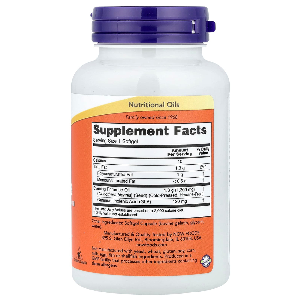 NOW Foods, Super Primrose, примула, 60 капсул