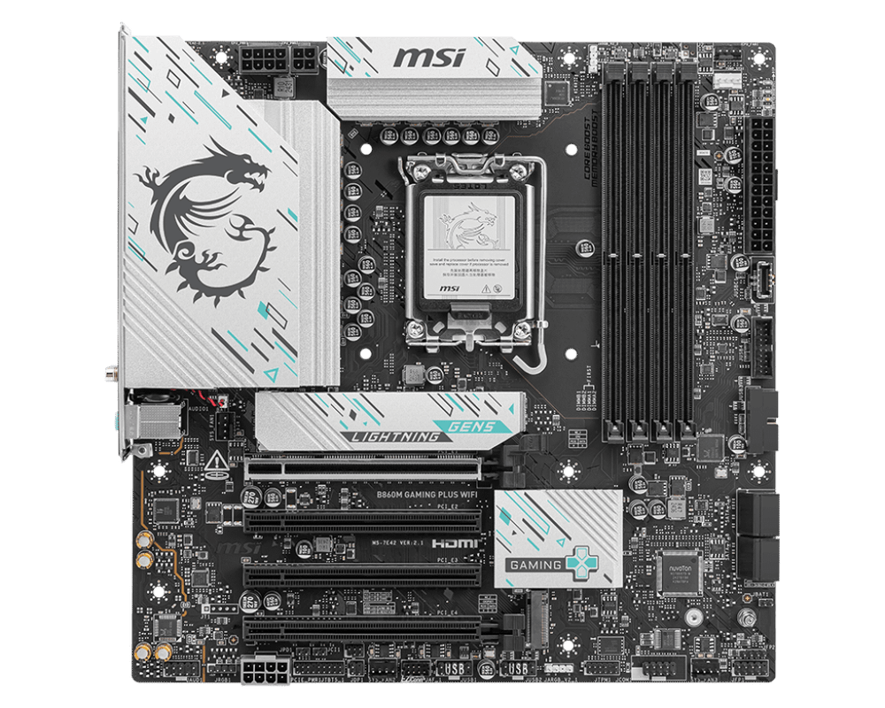 Материнская плата MSI B860M GAMING PLUS WIFI LGA1851 4xDDR5 4xSATA3 RAID 3xM.2 HDMI DP 2xType-C mATX