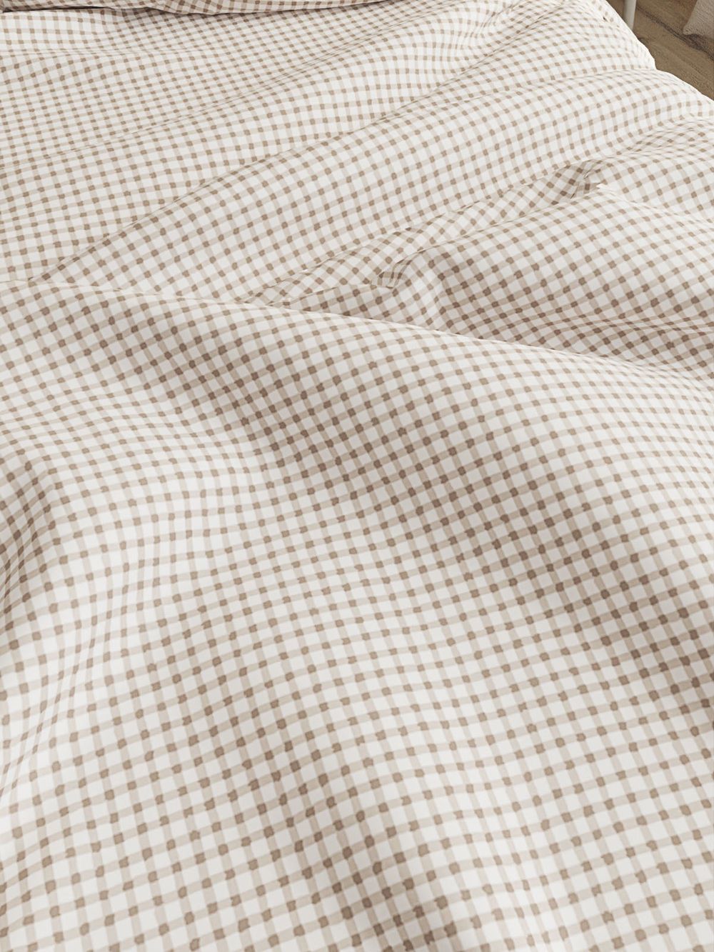 Постельное белье Сказка "Бежевая клеточка" 2-спальный Наволочка 70х70 см 2 шт Простынь 240х215 см Пододеяльник 175х215 см, перкаль
