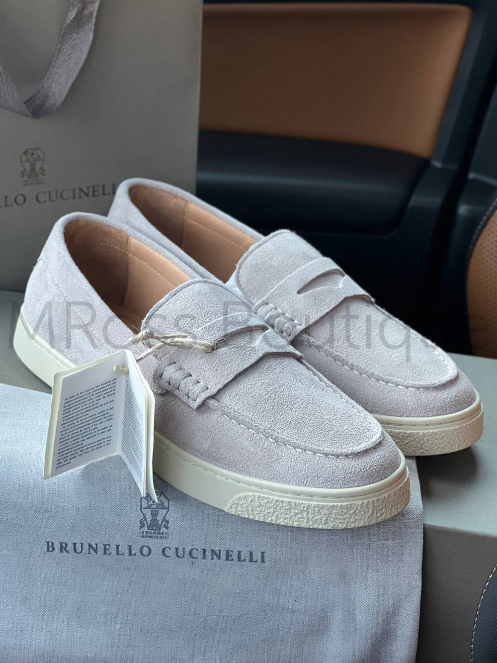 Мужские лоферы Brunello Cucinelli серого цвета