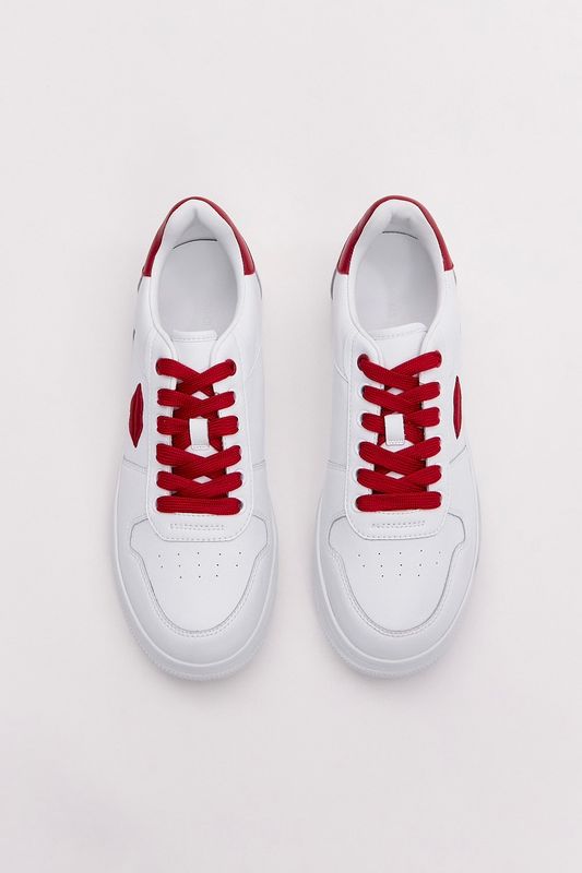 Кроссовки из кожи с красными губами, белый