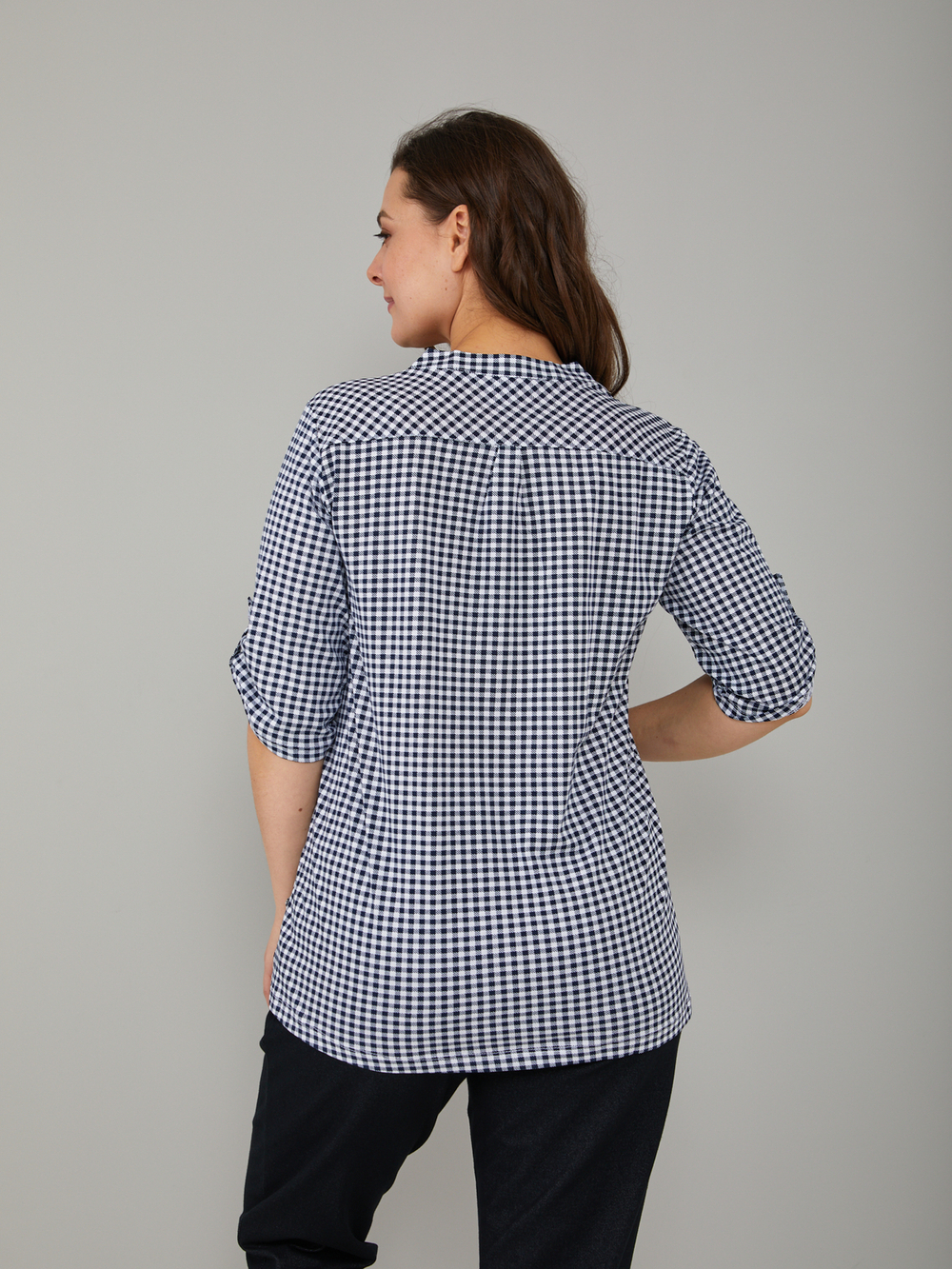 Блузка БЛ-131/синийштрих-клетка