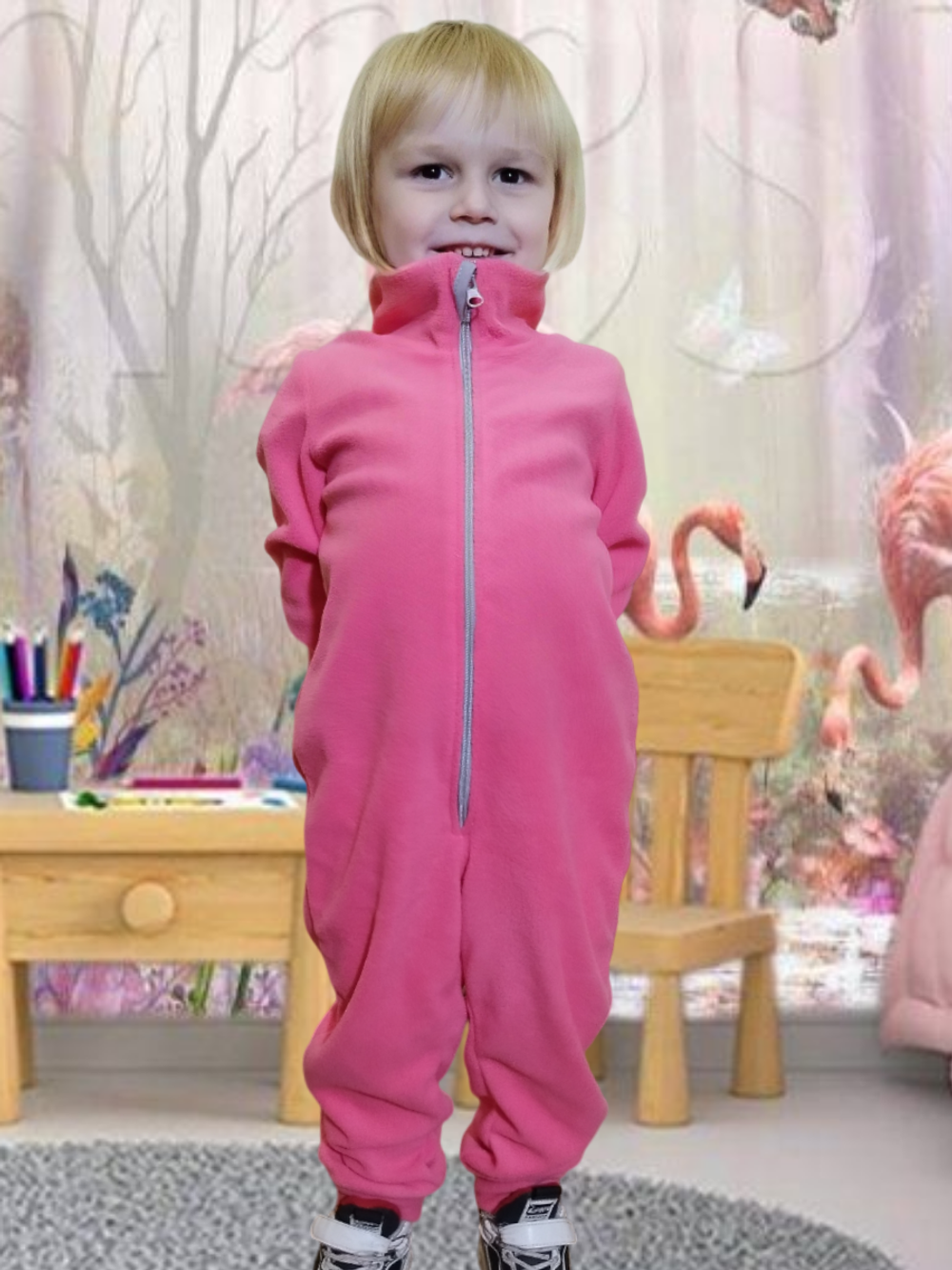 1141 Комбинезон детский флис коралл (60-116)