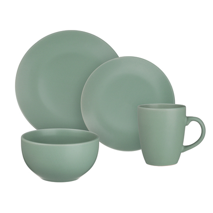 MILLIMI Набор стол.посуды 16пр(тар26см*4, тар20см*4, салатн650мл*4, кружка340мл*4) керамика, оливков