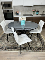 Круглый стеклянный раздвижной стол и стулья "ГУЧИ" белый