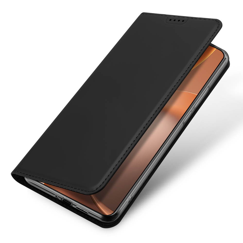 Чехол книжка из кожи черного цвета для OPPO Find X9 и X9s, серия Skin Pro Series от Dux Ducis