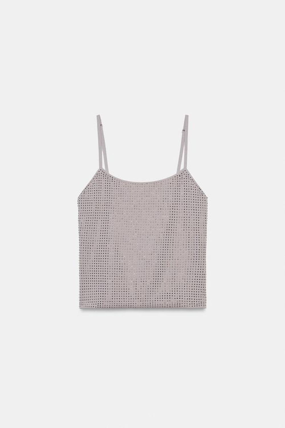 ZARA ТОП НА БРЕТЕЛЯХ С БЛЕСКОМ, ТЕМНО-СЕРЫЙ