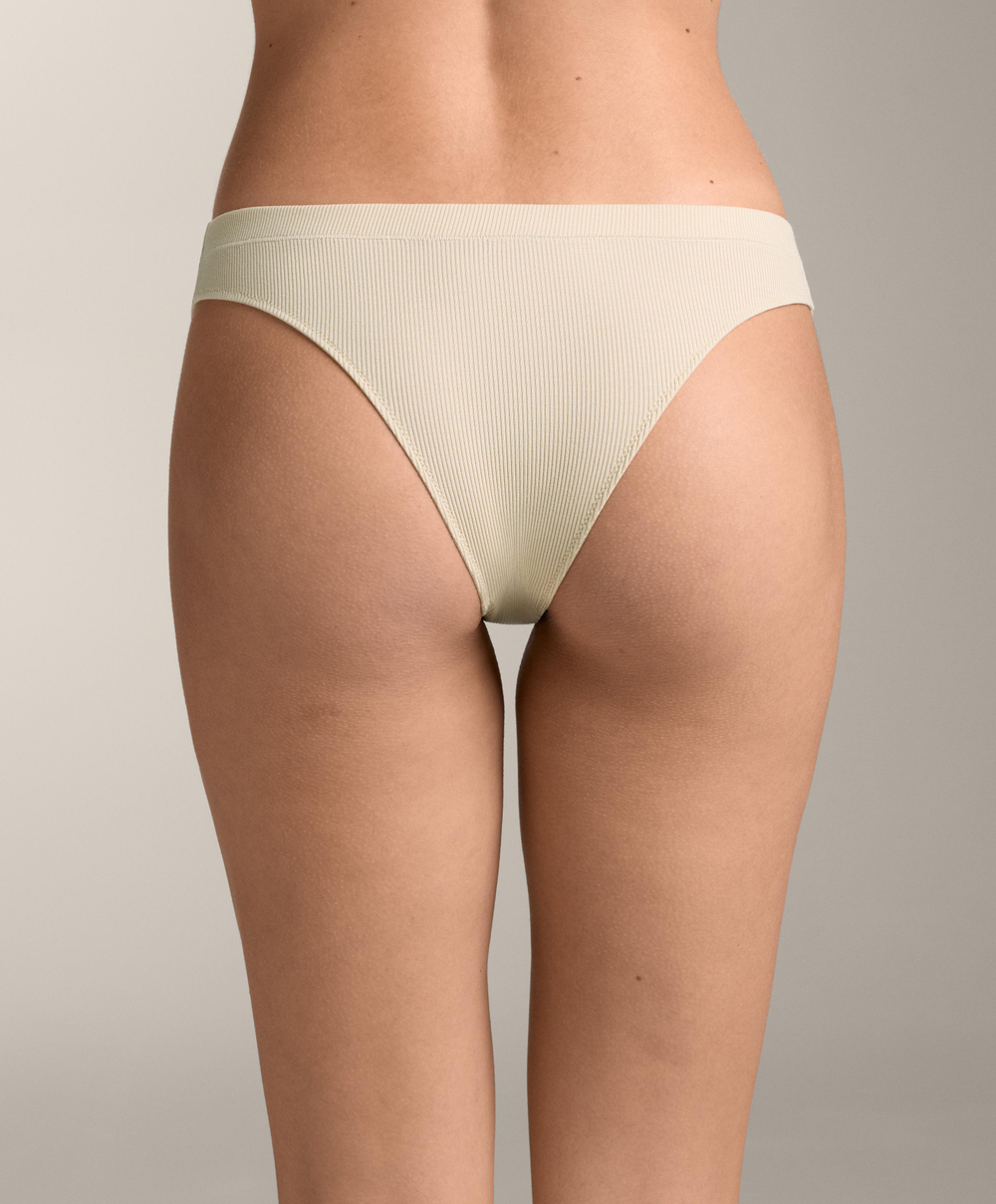 OYSHO Набор из двух трусиков-стрингов из хлопковой смеси в рубчик с логотипом, лаймовый зеленый