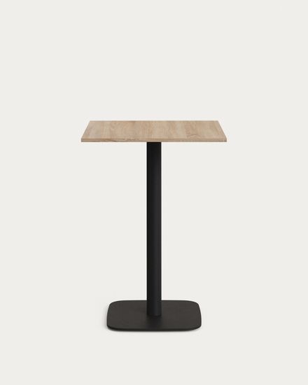 Dina высокий стол из меламина с натуральной отделкой и металлической черной ножкой 60x60x96