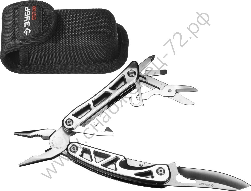 ЗУБР 11 в 1, металлическая рукоятка 110 мм, многофункциональный инструмент (47770)