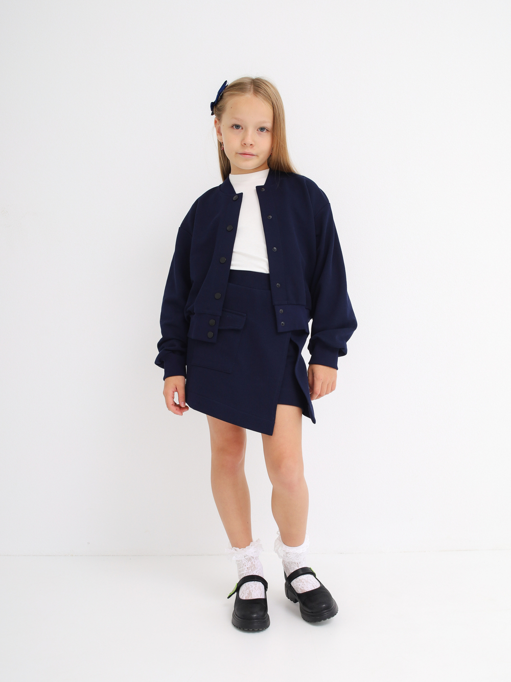 Юбка-шорты с запахом, синяя