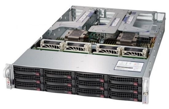 Сервер Supermicro SuperStorage 6029P-E1CR12L без процессора/без ОЗУ/без накопителей/количество отсеков 2.5" hot swap: 2/количество отсеков 3.5" hot swap: 12/2 x 1200 Вт/LAN 10 Гбит/c