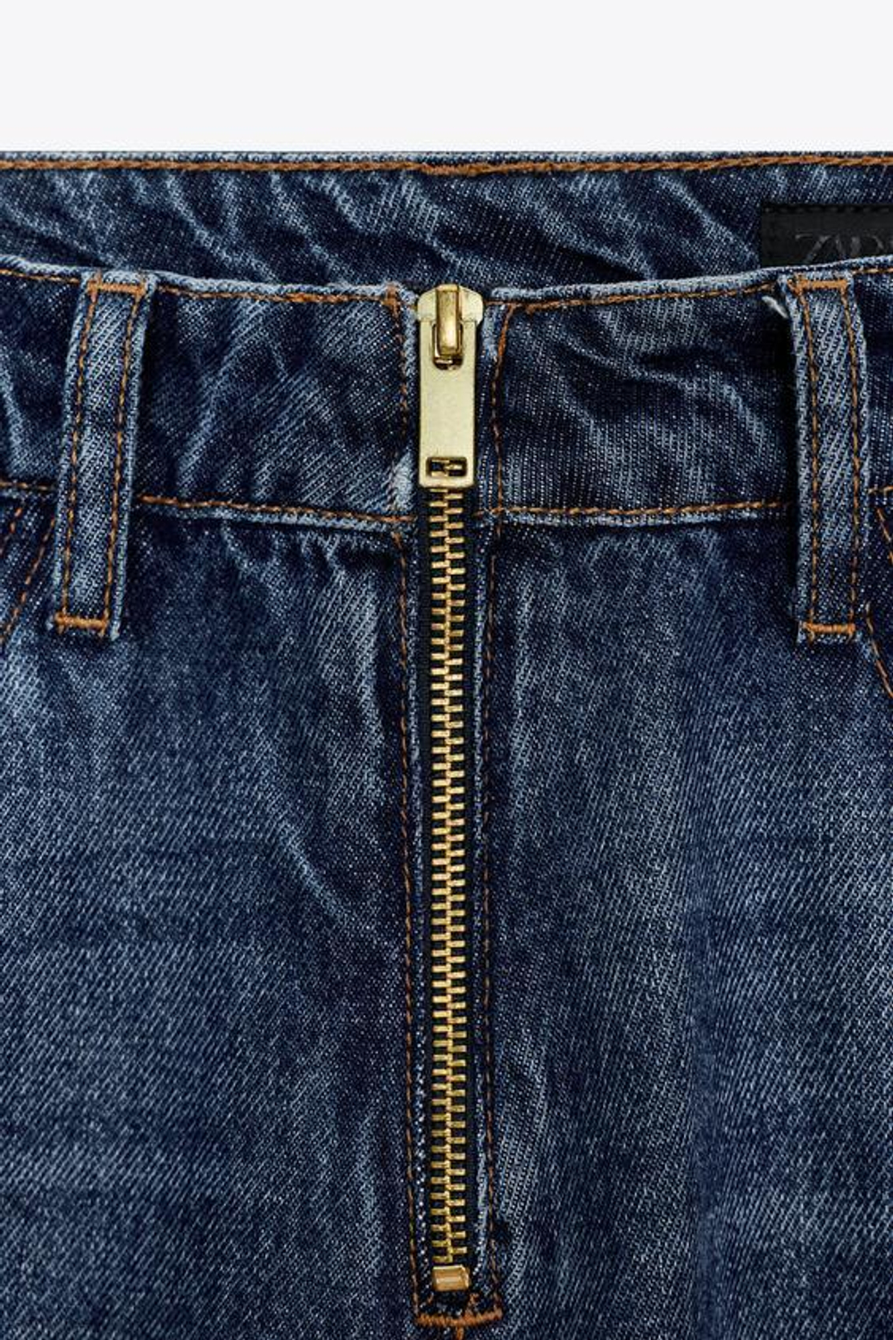 ZARA ДЖИНСЫ WIDE-LEG СО СРЕДНЕЙ ПОСАДКОЙ И ПОЯСОМ, ВЫЦВЕТШИЙ СИНИЙ