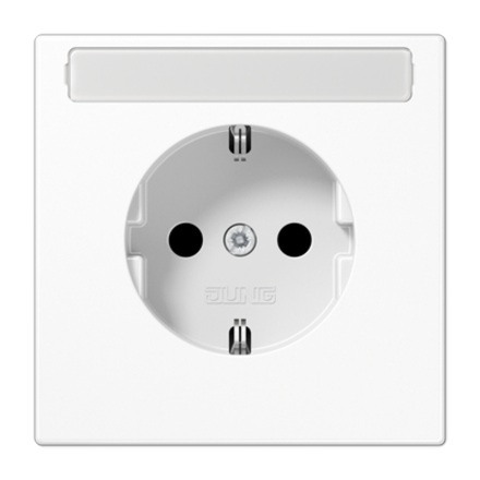 JUNG Штепсельная розетка SCHUKO 16A, 250V~ с защитой от детей и полем для надписи белая, арт.LS1520KINAWW