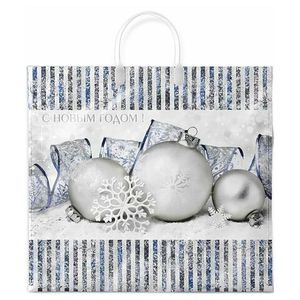 Пакет новогодний пластиковая ручка Россия 38*35 см 90 мкм Лёд 1 шт 100  шт/кор