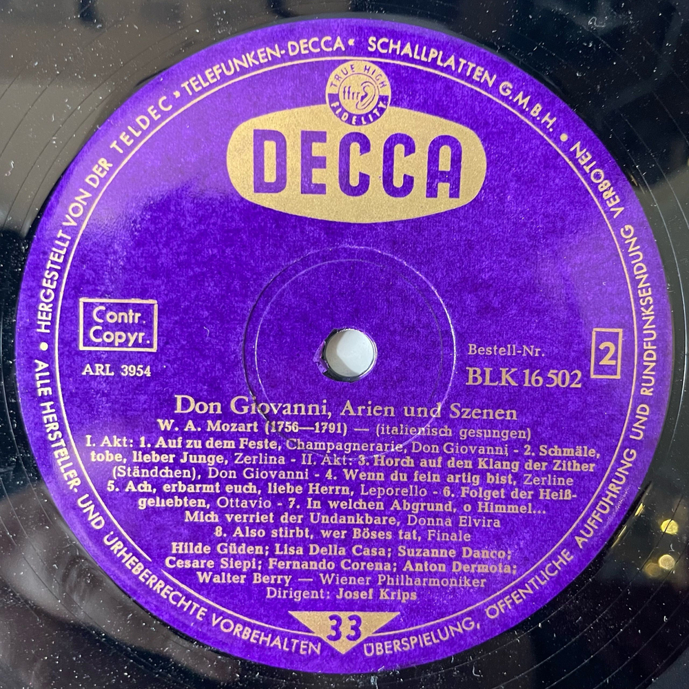 Винтажная виниловая пластинка LP Mozart Моцарт, Don Giovanni Дон Жуан Arien Und Szenen (Германия 1966)