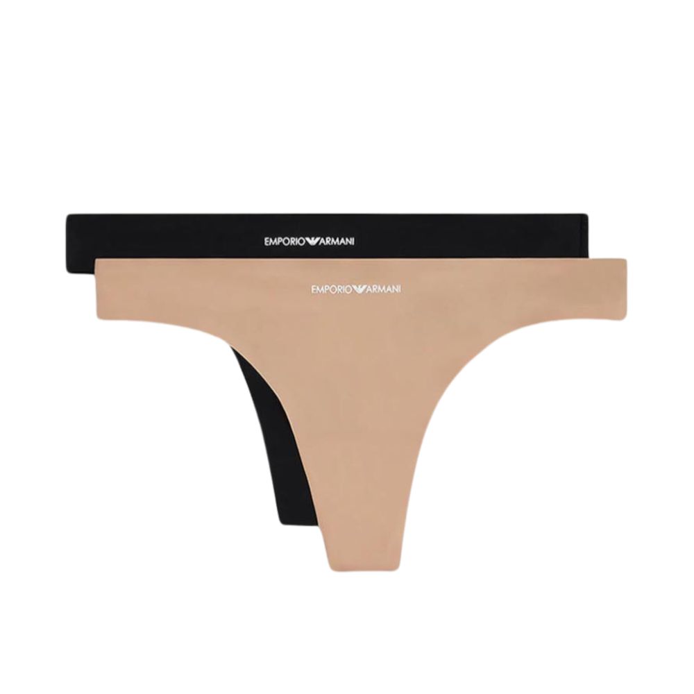 Женские трусы тонги набор из 2 штук (черный, телесный) Emporio Armani 163333_CC284 06220