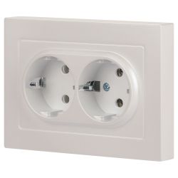 Розетка Intro Accent 6-205-06 , 2X2P+E Schuko, 16А-250В, IP20, СУ, AL/CU, перламутр