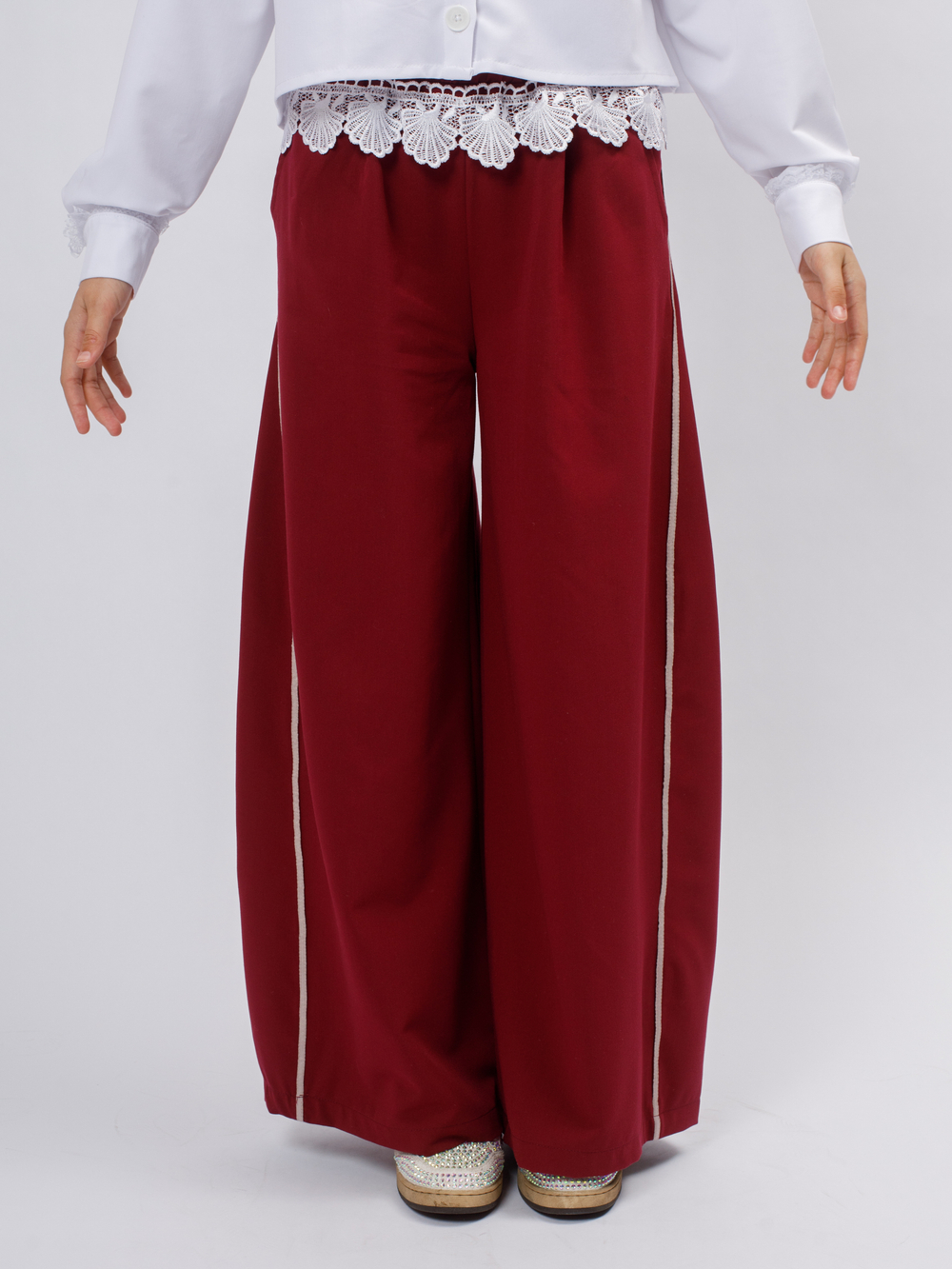 Брюки лампас бордо