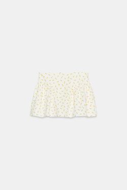 ZARA МИНИ-ЮБКА ИЗ ПОПЛИНА С ЦВЕТОЧНЫМ ПРИНТОМ, ЭКРЮ/ЖЕЛТЫЙ