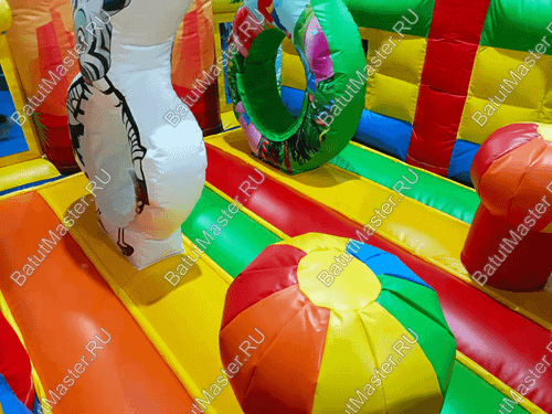Детский надувной батут "Попугайчики" без горки, размер 4*3,5*2,2 м