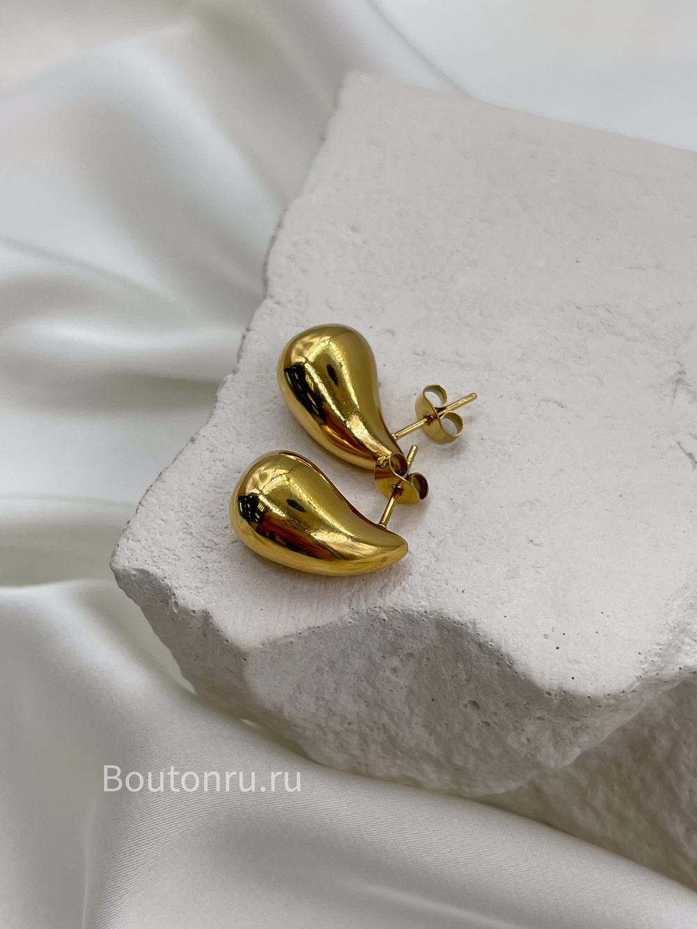 Серьги капли золотистые  в стиле БоттегаВ.