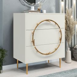 Комод Арт Колор matte Стайл Голд с 3 ящиками Белый опал матовый