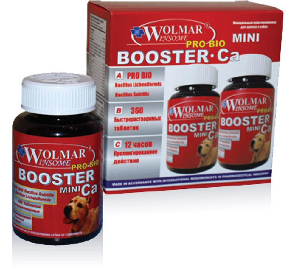 Wolmar Winsome Pro Bio BOOSTER Ca, мин.  для щенков и беременных собак,  карликовых и мелких пород 180т.,