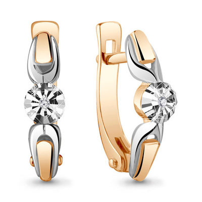 942758к Серьги из Золота с бриллиантами из коллекции "Shine Line"