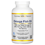 California Gold Nutrition, норвежский рыбий жир с омега 3, с ЭПК и ДГК, натуральный лимонный вкус, 180 капсул
